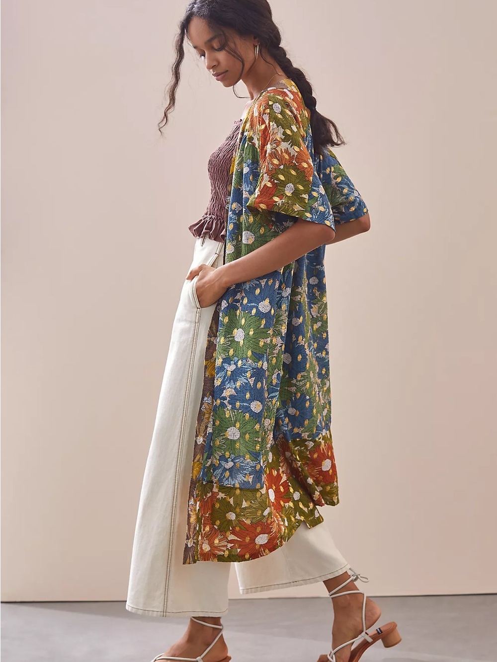 Current Air Floral Kimono Cover-Up in Blue, Green & Rust